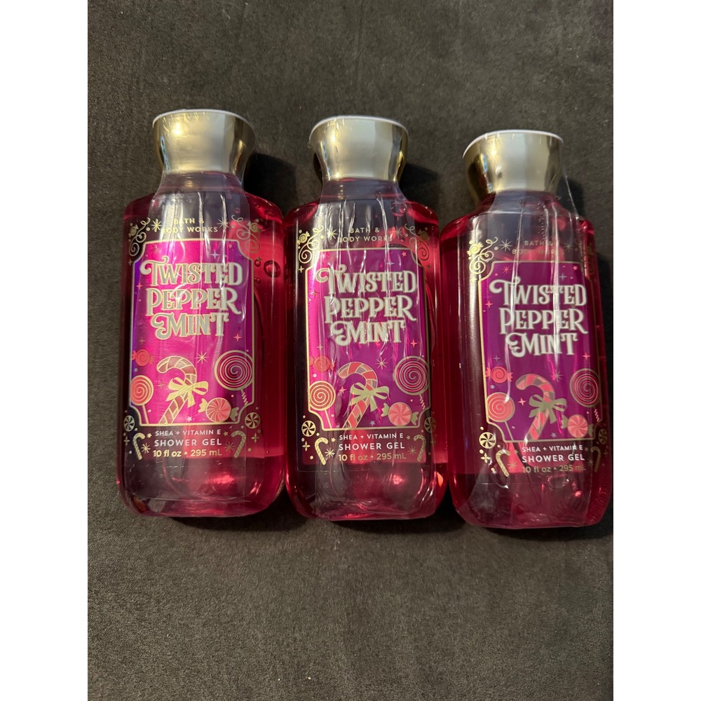 Bath & Body Works Twisted Peppermint Shower Gel 10oz Lot of 3 Holiday Traditions